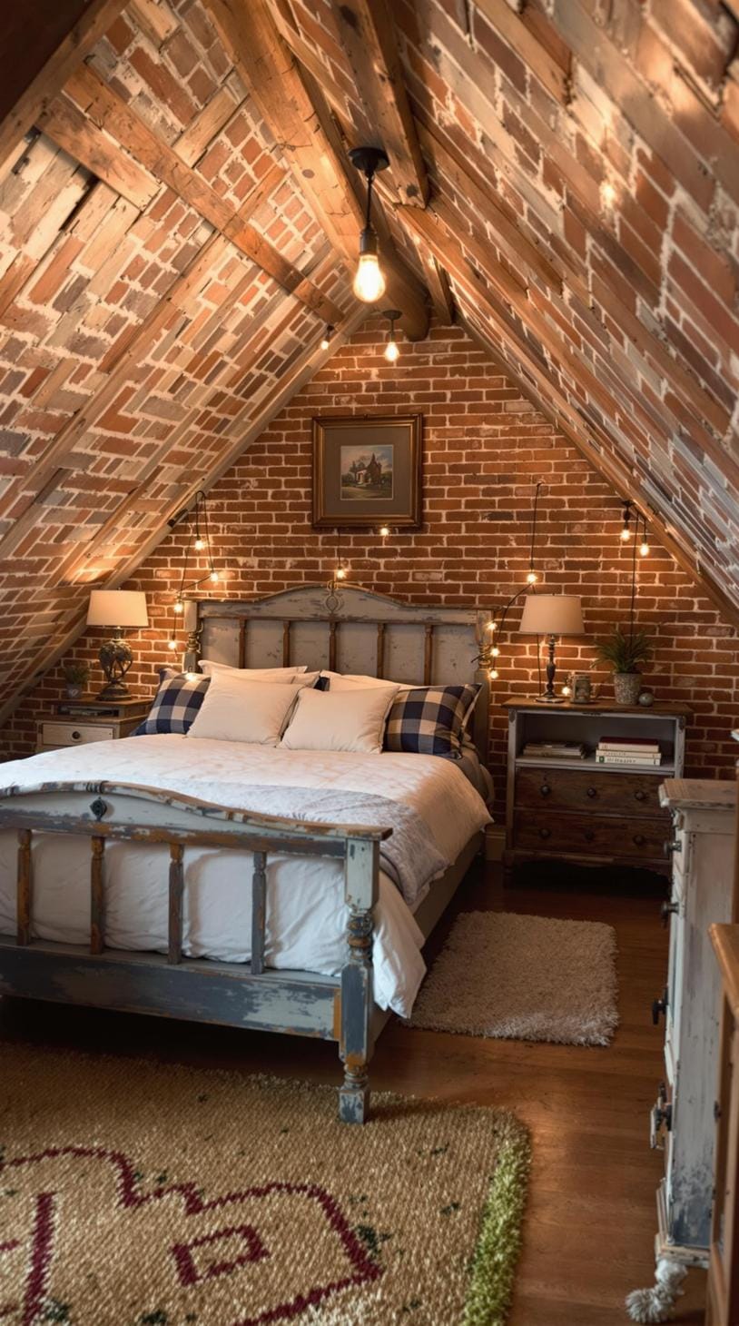 12. Create a rustic mood with exposed brick walls, aged wooden furniture and Edison Lampe Lighting-3