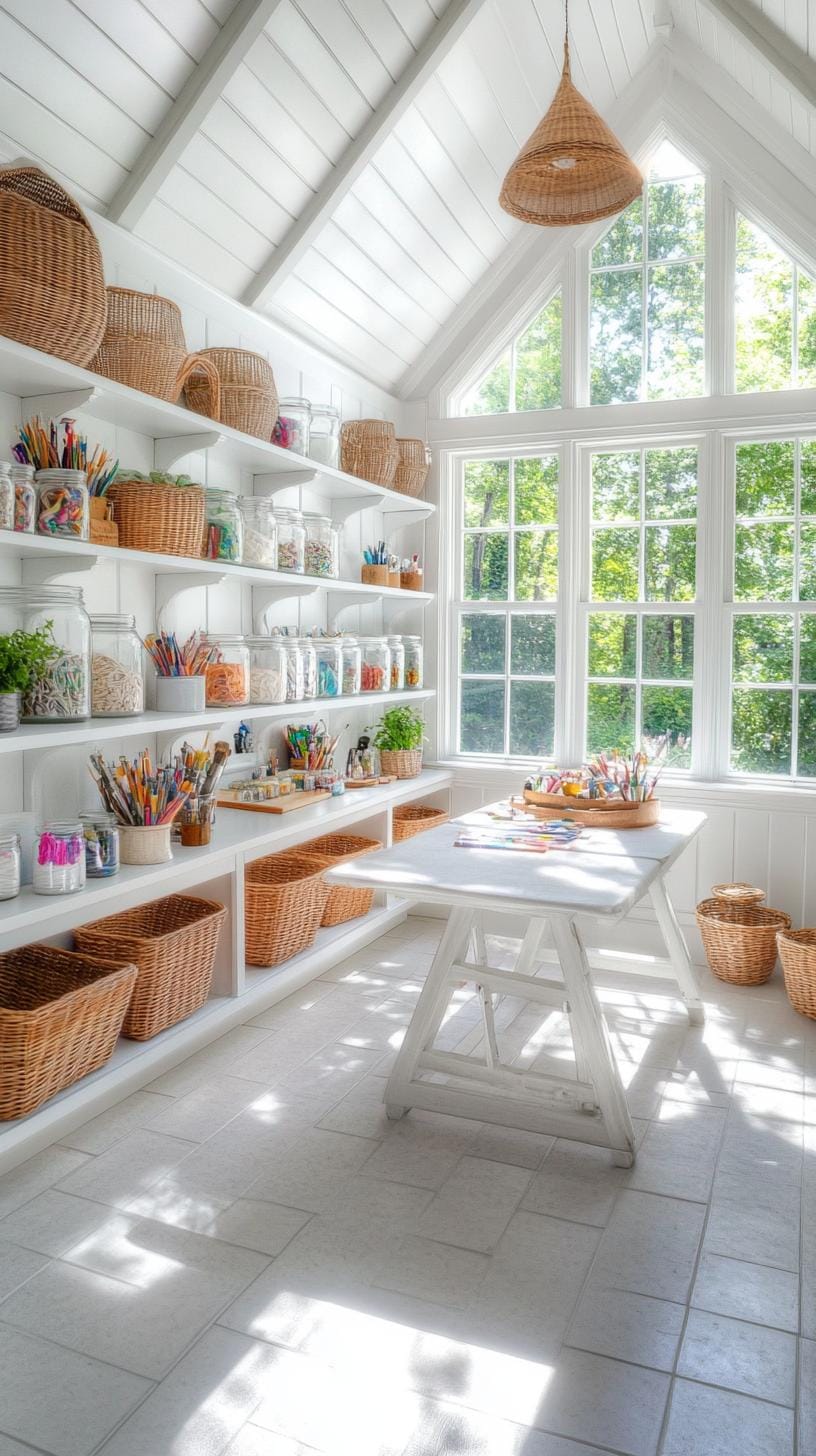 25 Bastelraumideen mit genialen Organisation und Dekor Tipps 50 18. Bastelraum in einem Wintergarten mit Deckenstaaten-0
