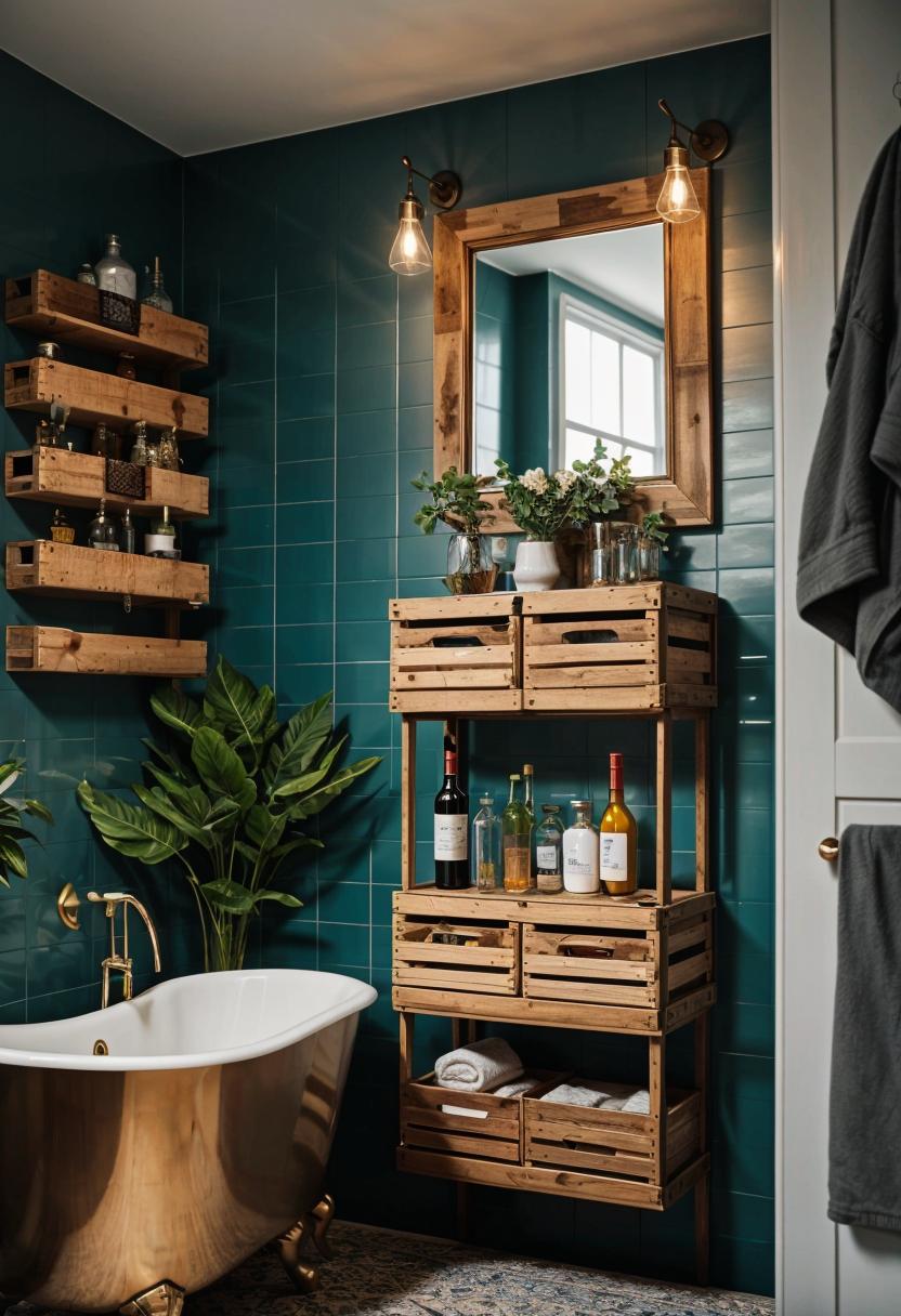 27 Dreamy Boho Bathroom Inspirations for Your Home Makeover 29 17. Creative Bathroom Storage with Wine Crates-0
