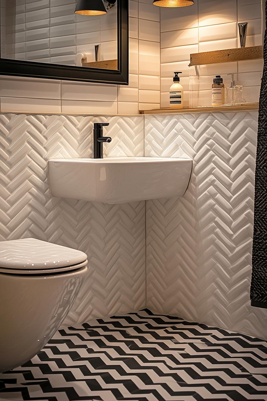 25 Genius tiny bathroom ideas for your makeover 6 2. Creative tile design for small bathroom-0
