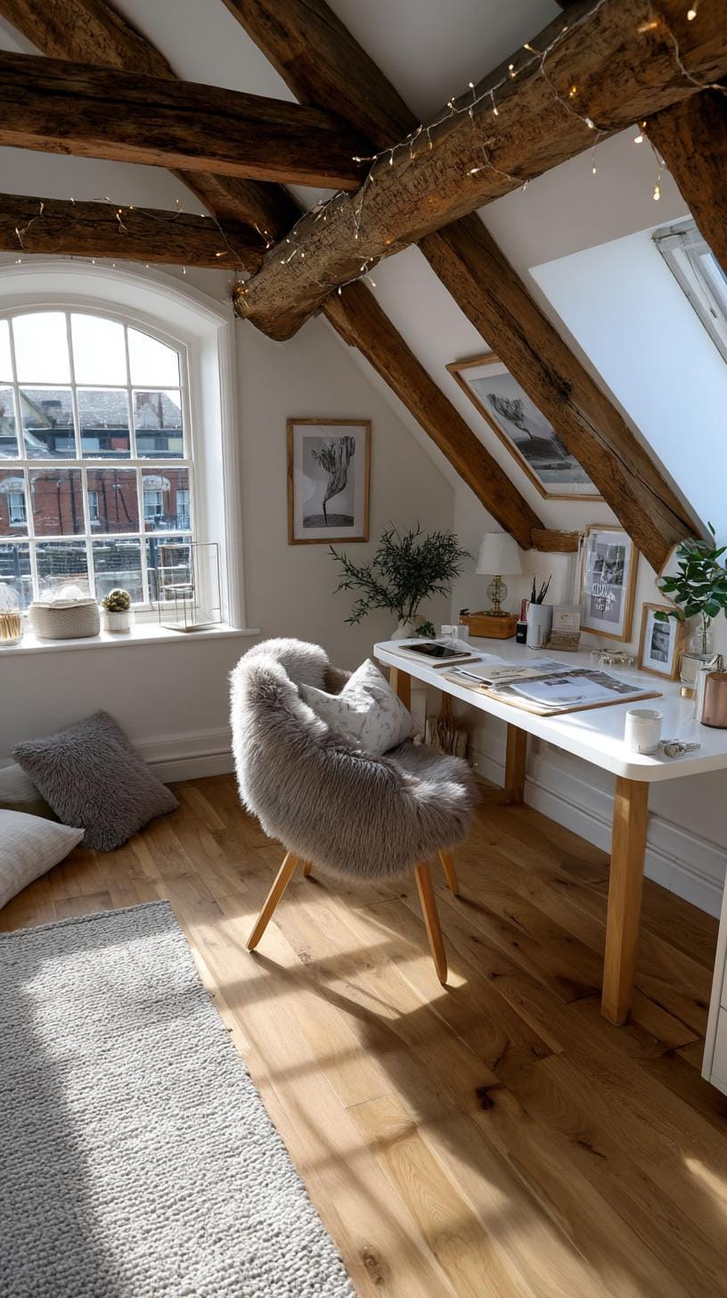 31 Home Office Ideas to Upgrade Your Work From Home Setup 86 31. Creative attic workspace with sloped ceiling charm-0