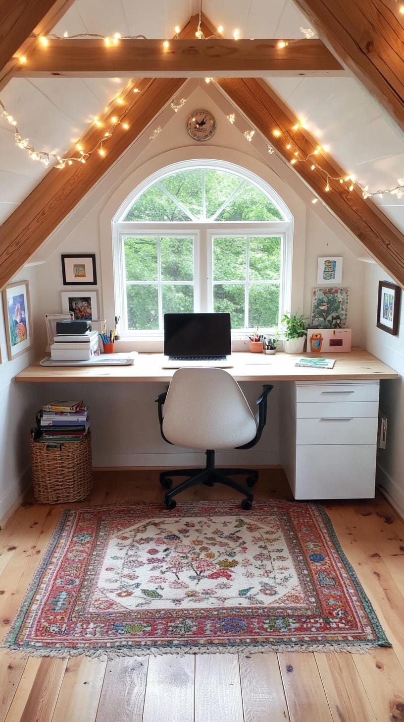 31 Home Office Ideas to Upgrade Your Work From Home Setup 89 31. Creative attic workspace with sloped ceiling charm-3