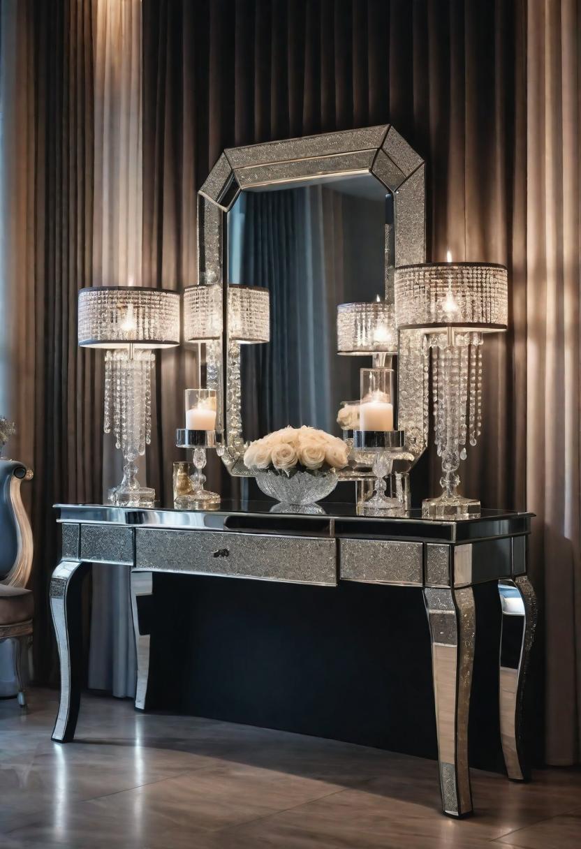 27 atemberaubende Eingangstischdekor -Ideen, um Ihren Eingangseingang zu erhöhen 21 13. Crystal Glam Entry Decor-0