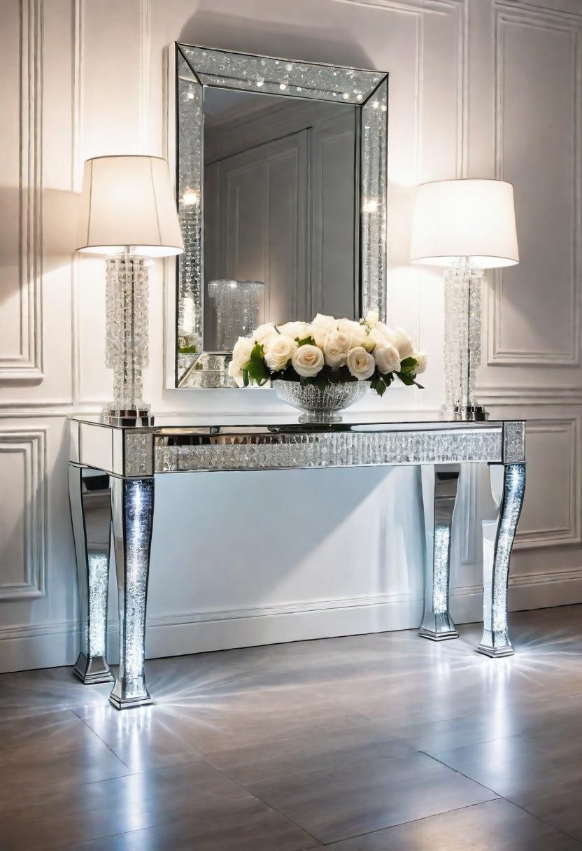 27 atemberaubende Eingangstischdekor -Ideen, um Ihren Eingangseingang zu erhöhen 22 13. Crystal Glam Entry Decor-1