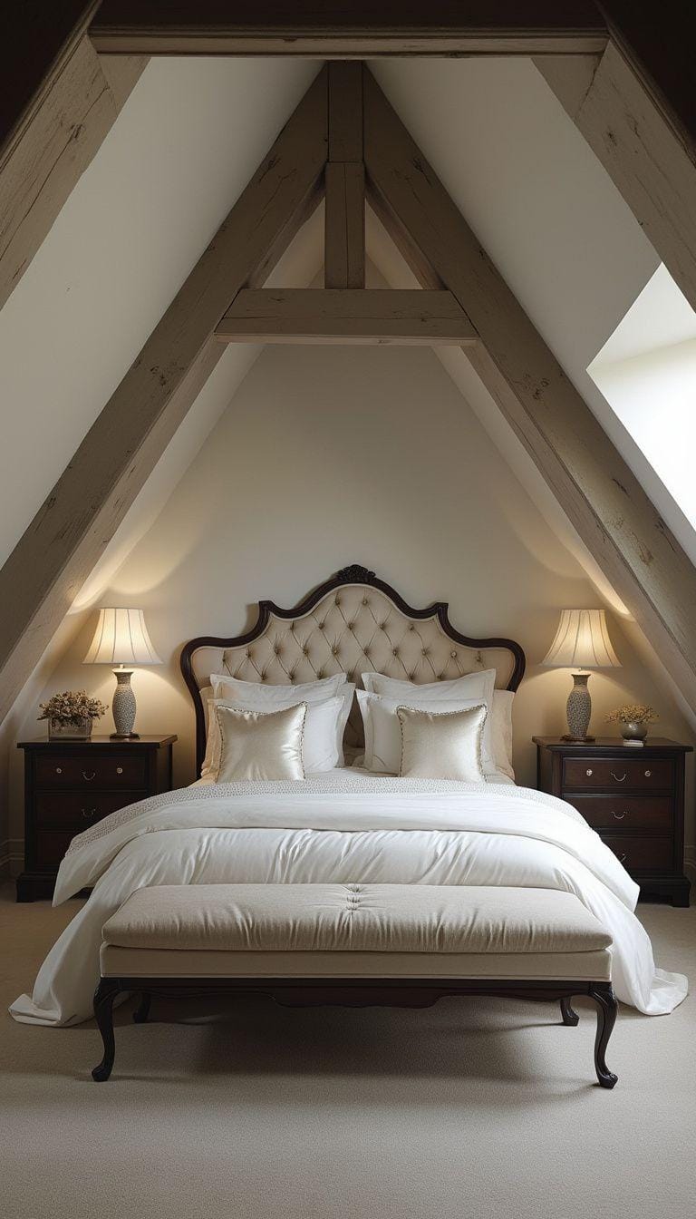 21 sweet attic bedroom ideas that you will love 62 20. Curati an elegant, timeless attraction with classic furniture, monochromatic schemes and silk texture-0