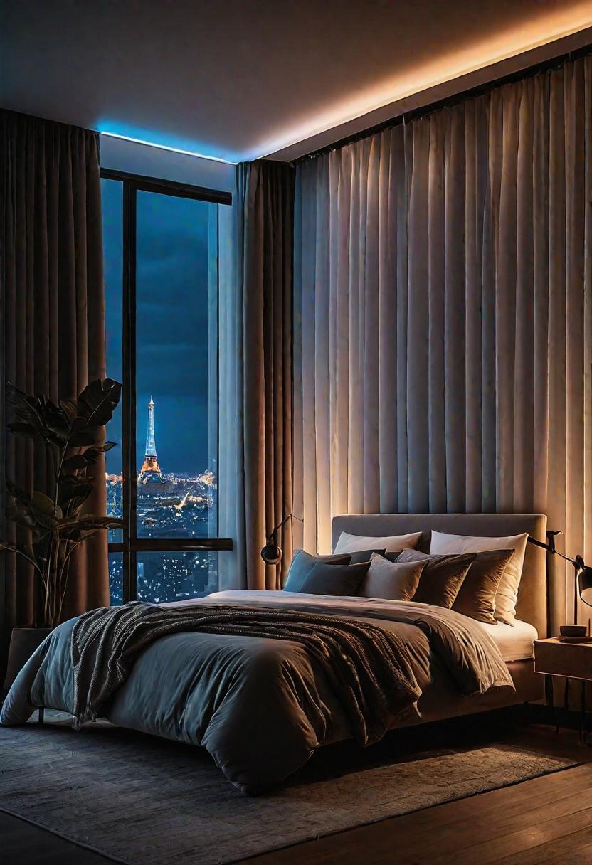 Glow Up Your Bedroom: 33 Chic and Cozy LED Aesthetic Ideas 22 20. Curtain Rod LED Light Aesthetic-0