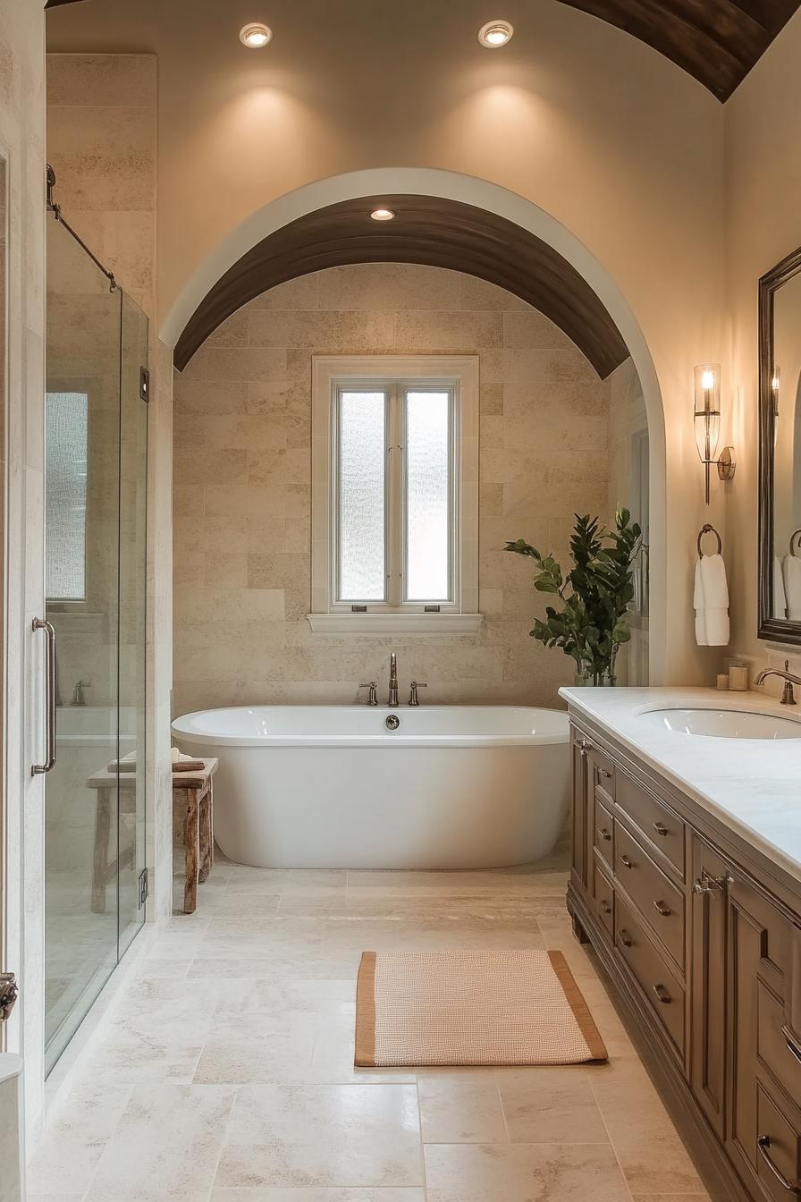 15 new bathroom design trends for 2024 and 2025 5 1. Curved arch arches in bathroom design-2