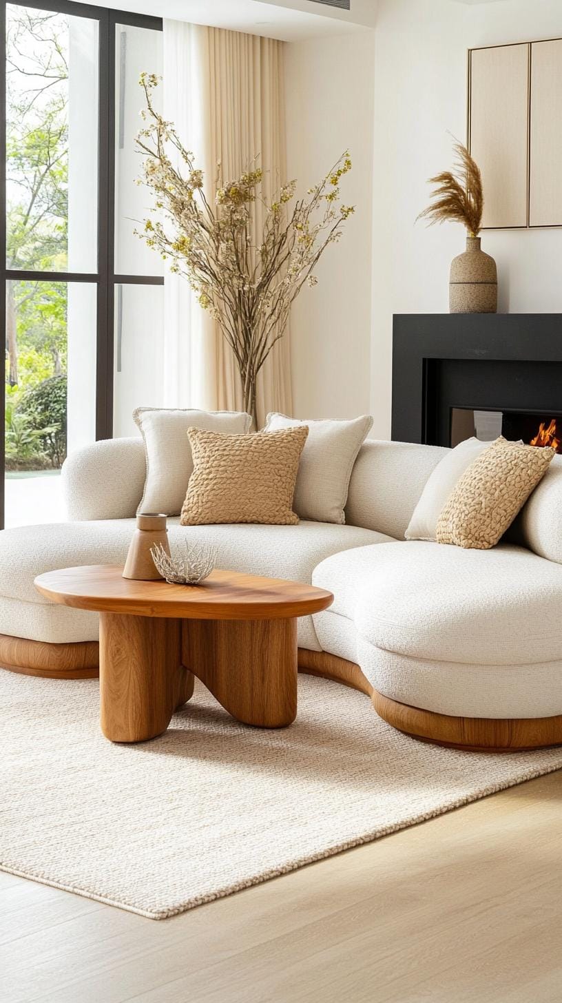 21 Cozy organic modern living room ideas for copying 33 33 11. Curved, cozy seat arrangement with rounded Sofas-0