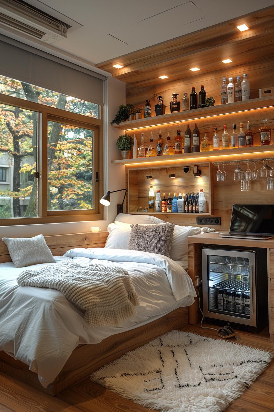 19 ideas for creative dormitory for boys 20 8. Custom Mini Bar Station for Guys-0