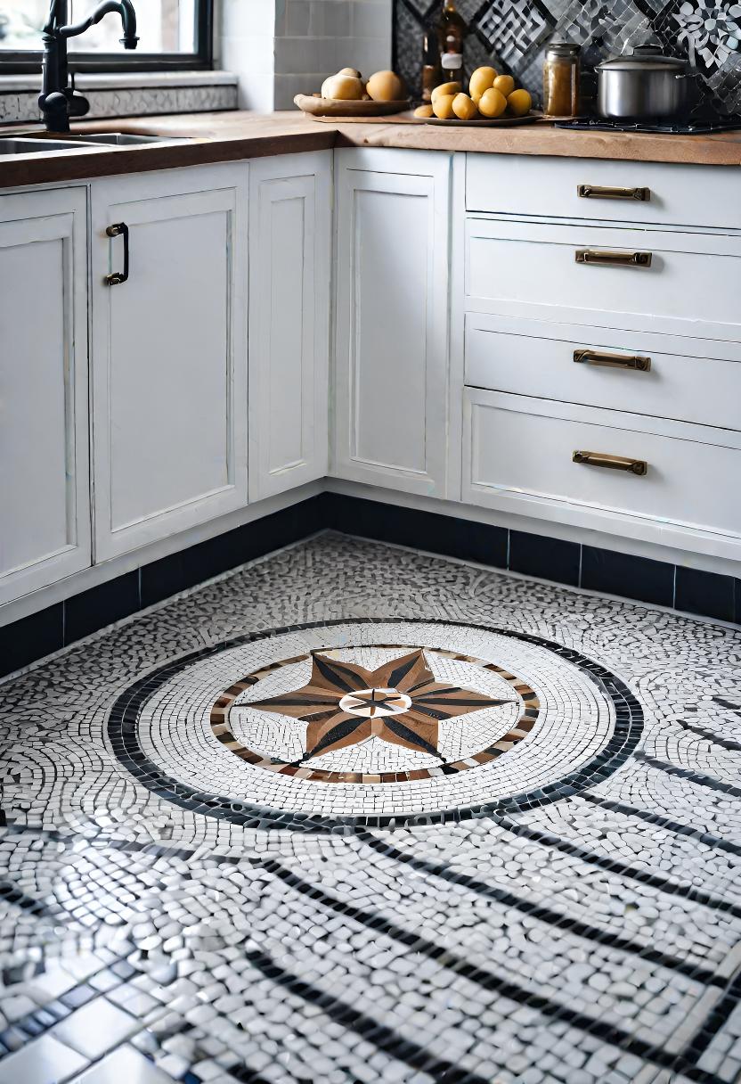 43 Inspiring Kitchen Decor Ideas: Stylish and Functional Accents 39 28. Custom Mosaic Tile Floor Ideas-2
