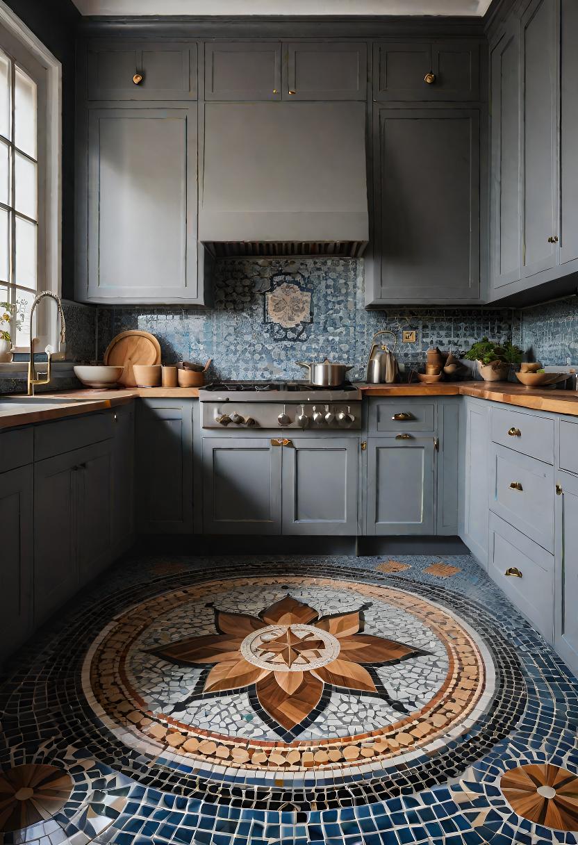 43 Inspiring Kitchen Decor Ideas: Stylish and Functional Accents 40 28. Custom Mosaic Tile Floor Ideas-3