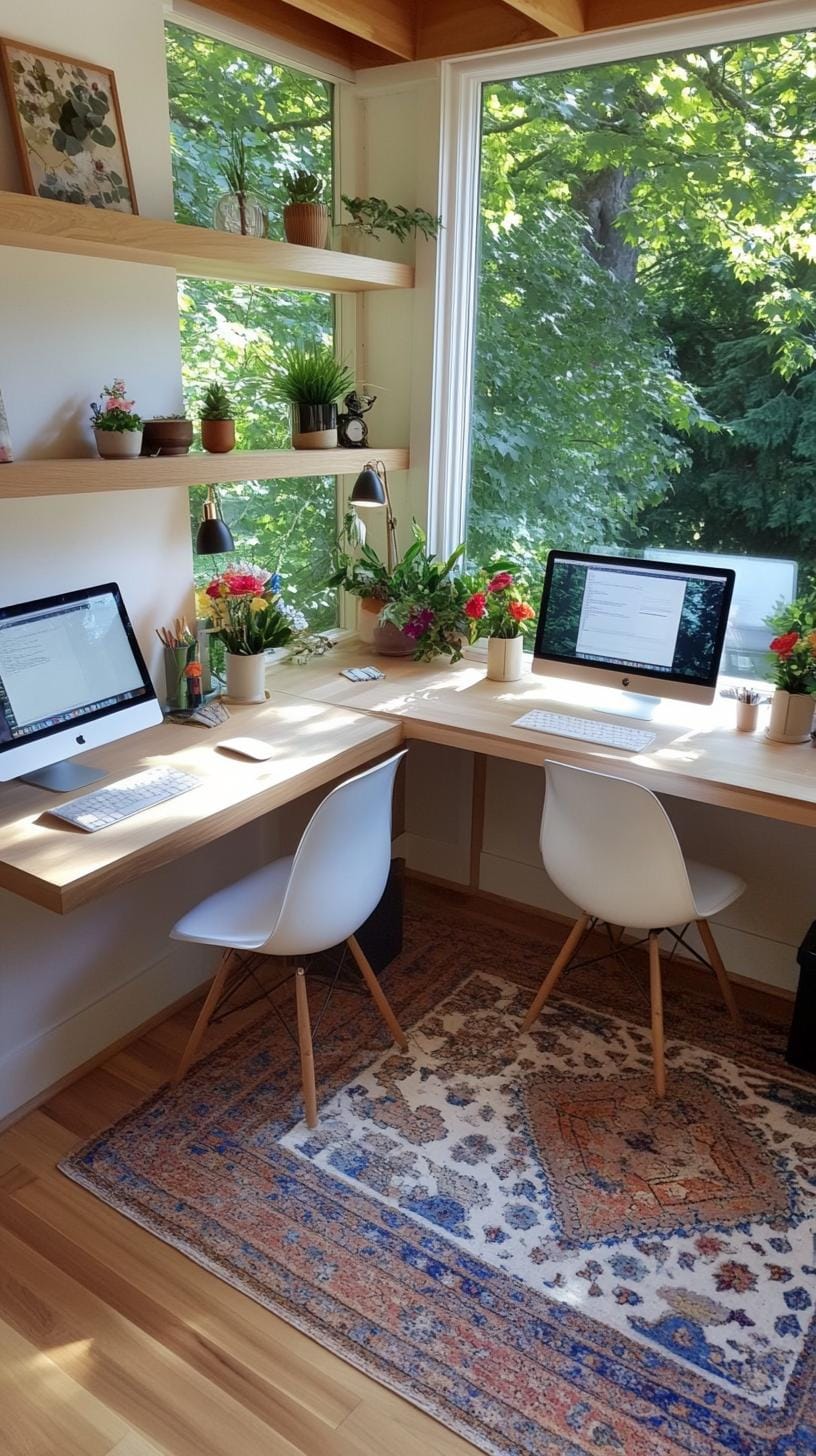 21 clever small office ideas for home and work areas 23 8. User-defined corner for the two-person work area-0