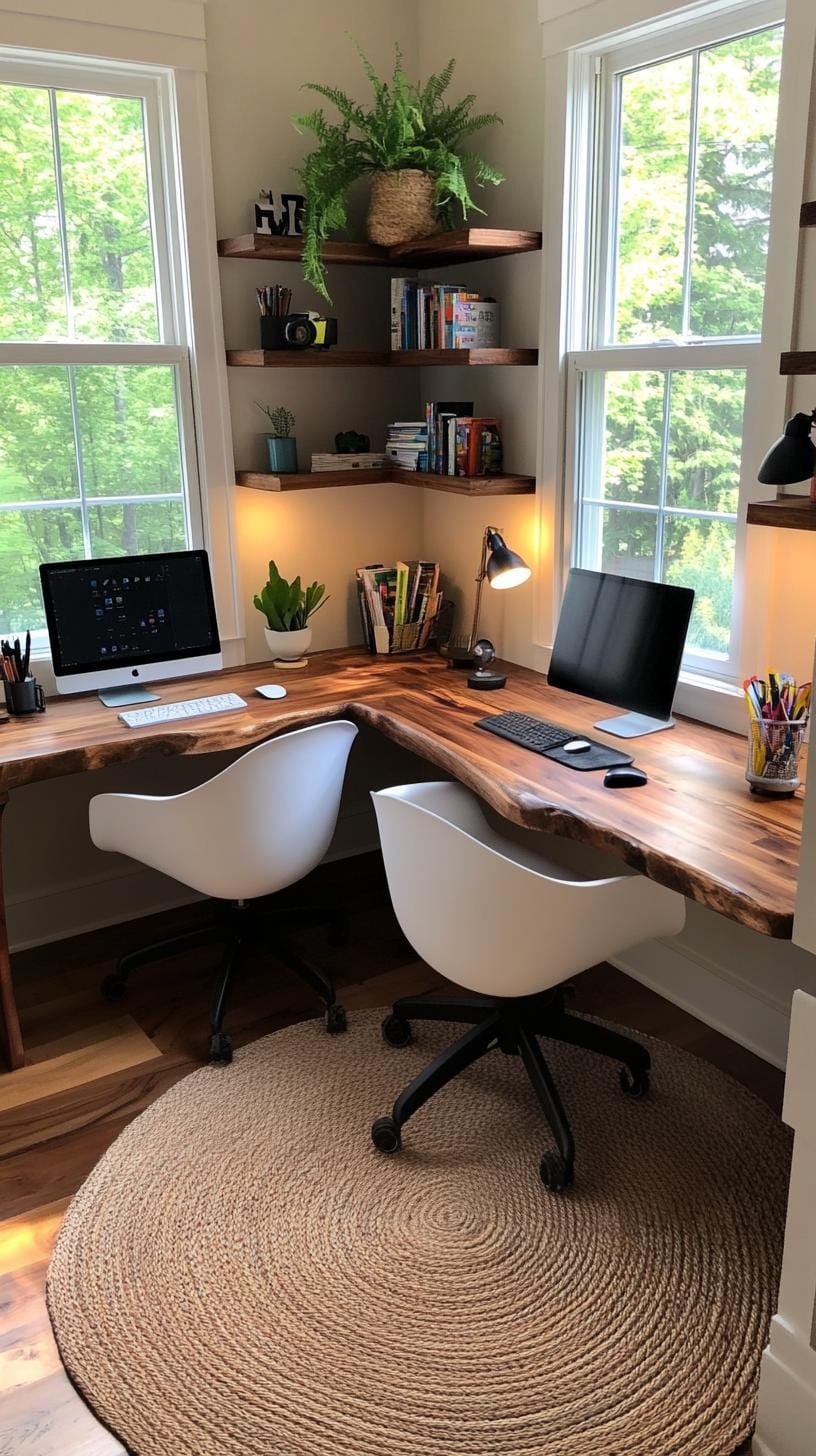 21 clever small office ideas for home and work areas 25 8. User-defined corner for the two-person work area-2