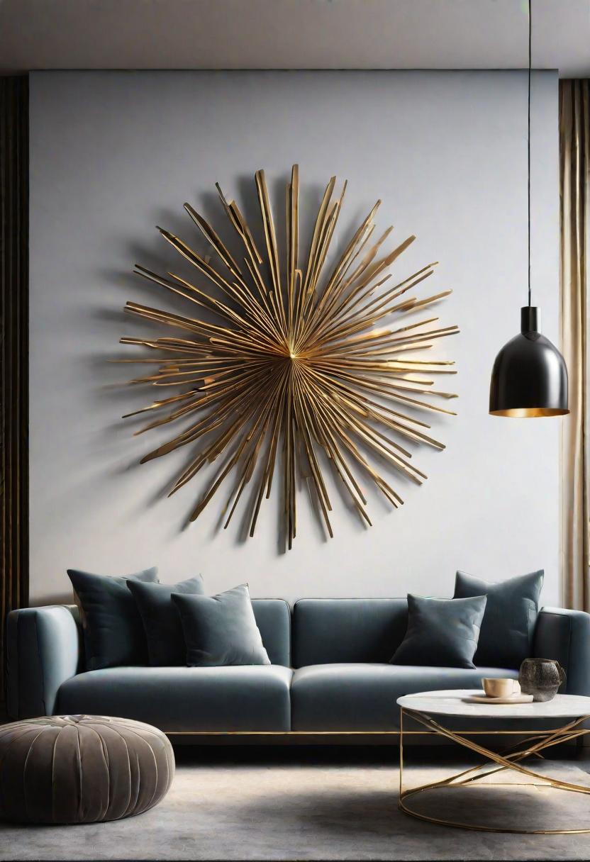 29 Kreativ über den Couch Decor -Ideen, um Ihr Wohnzimmer zu verändern 18 16. D Metallwand Skulptur-0