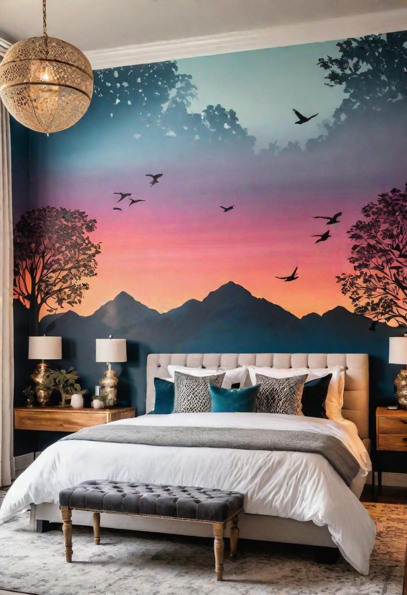 35 Stunning Bedroom Accent Walls for a Cozy Makeover 38 19. DIY Stencil Mural Idea-0