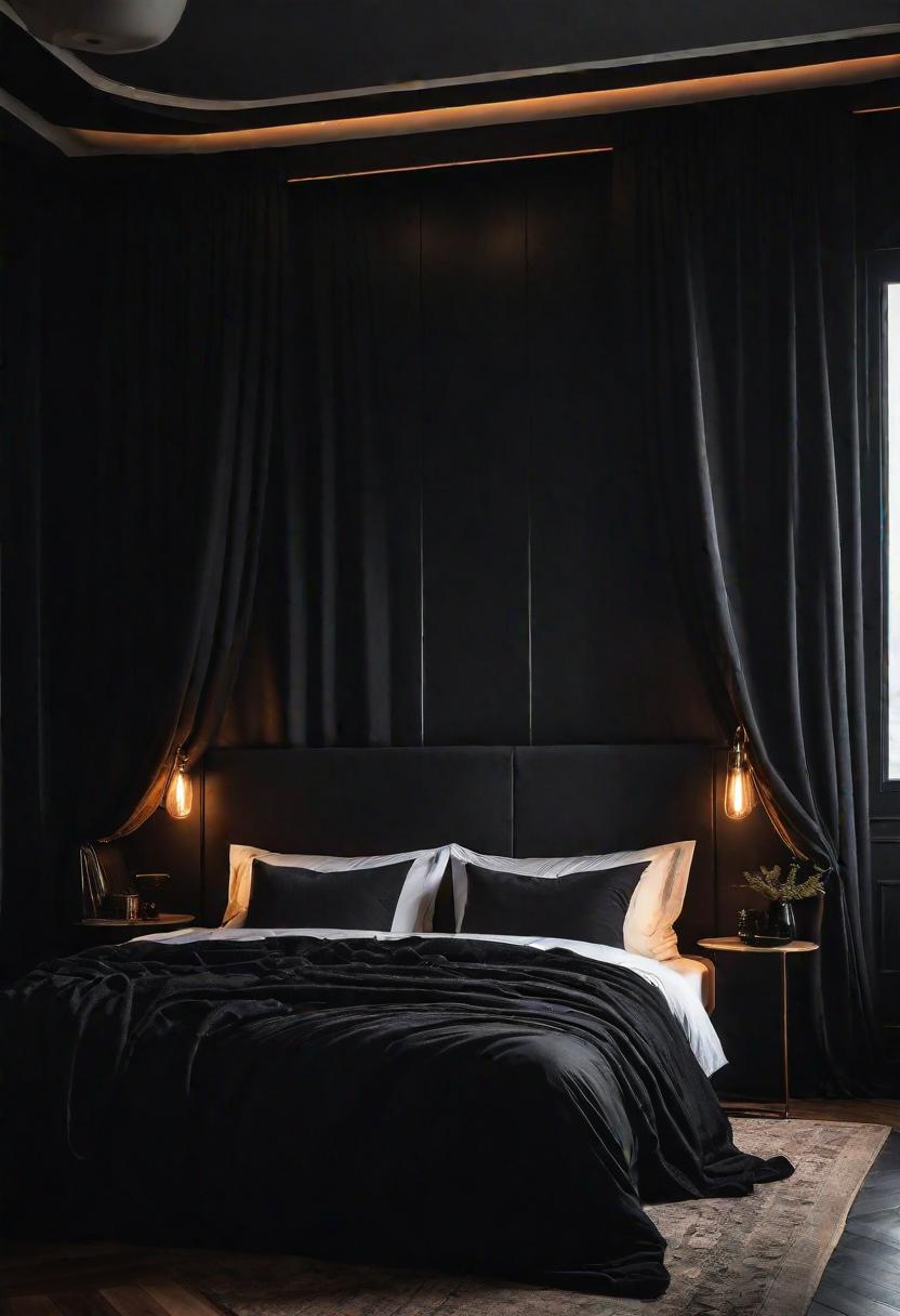 18 brave black bedroom ideas: hug elegance 11 9. Dark elegance: blackout curtains-0