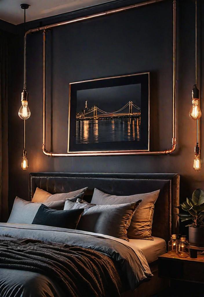 32 bezaubernde launische Schlafzimmerinspirationen 12 10. Dark Industrial Schlafzimmer Design-0