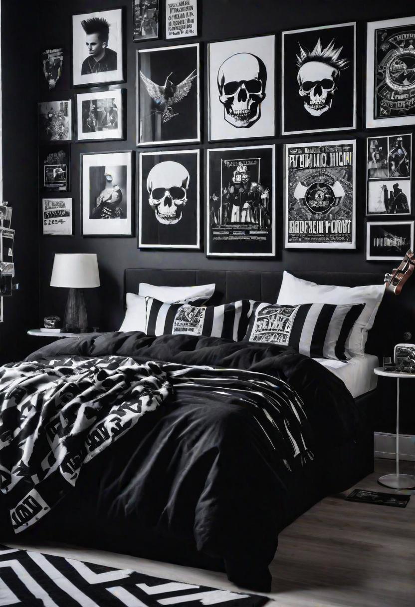 45 Black and White Bedroom Ideas for Timeless Elegance 36 34. Dark Rock Bedroom Vibes-0