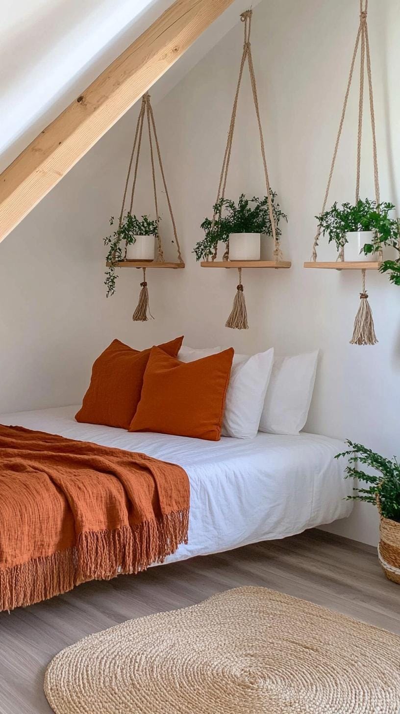 15 Genius Small attic bedroom ideas to maximize the room 43 15. Decorative hanging shells: Add flair with artistic shelves hanging on the ceiling, suitable for Light Decor article-0
