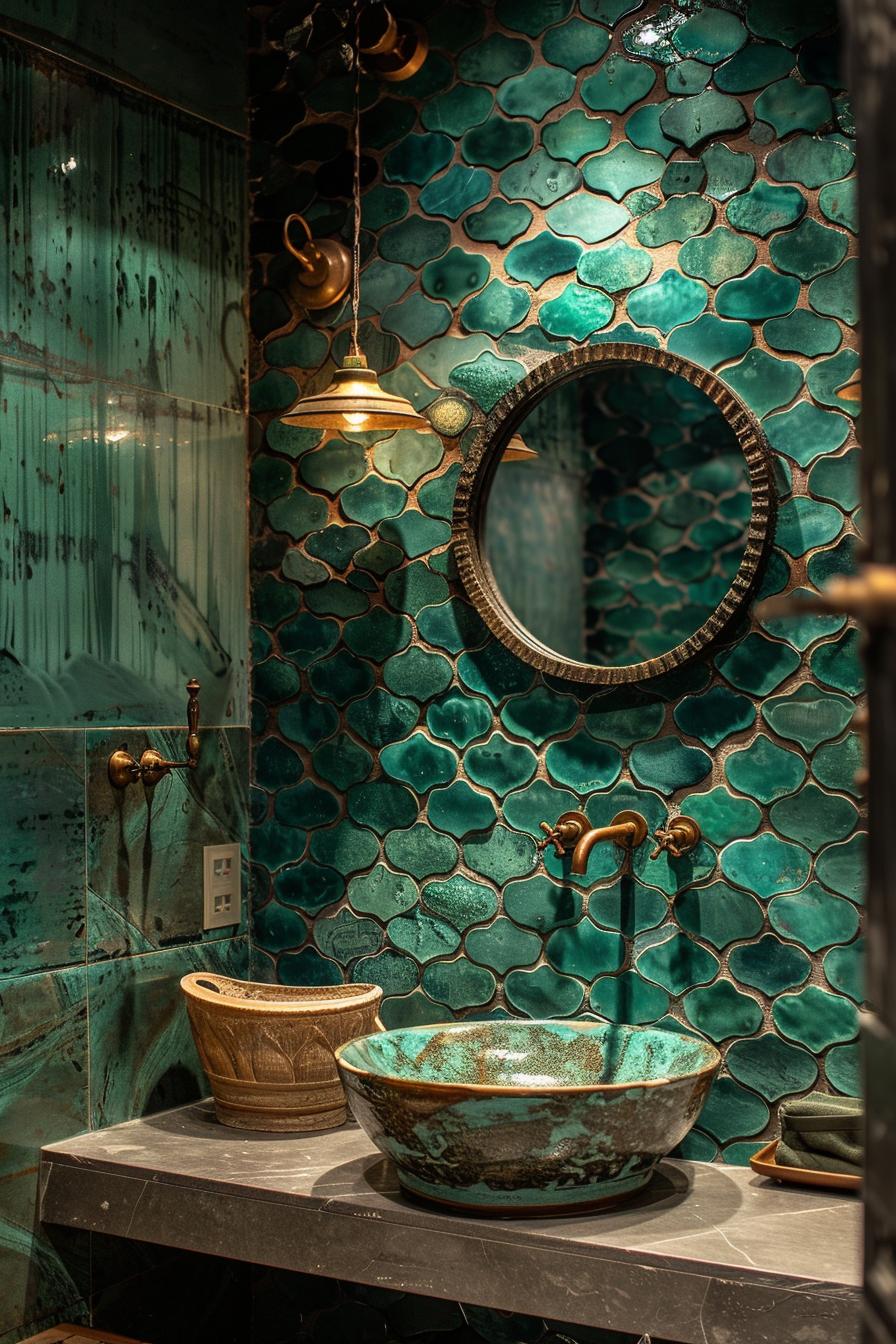 19 trendy bathroom tiles ideas, the WoW 12 5. Deep Green Fish scale shower-1