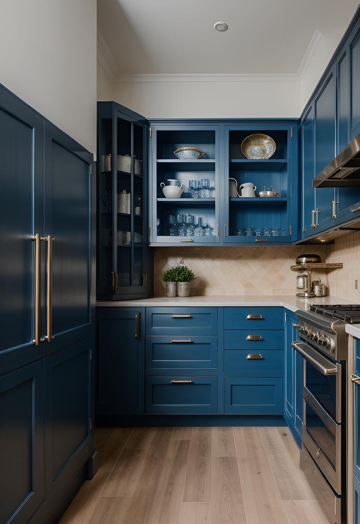 39 Trendy Blue Kitchen Cabinet Ideas: with Cool, Sophisticated Vibes 17 13. Denim Blue Kitchen Cabinets Trend-0