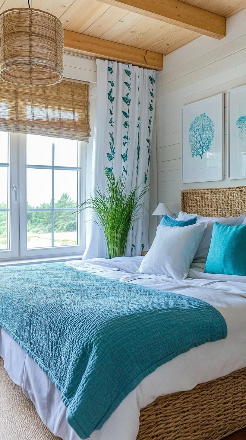 21 Best Blue Boho bedroom ideas to inspire you 10 2. Denim Daybreak: Soft a robust denim blue with soft creams and turquoise through layered textiles 3