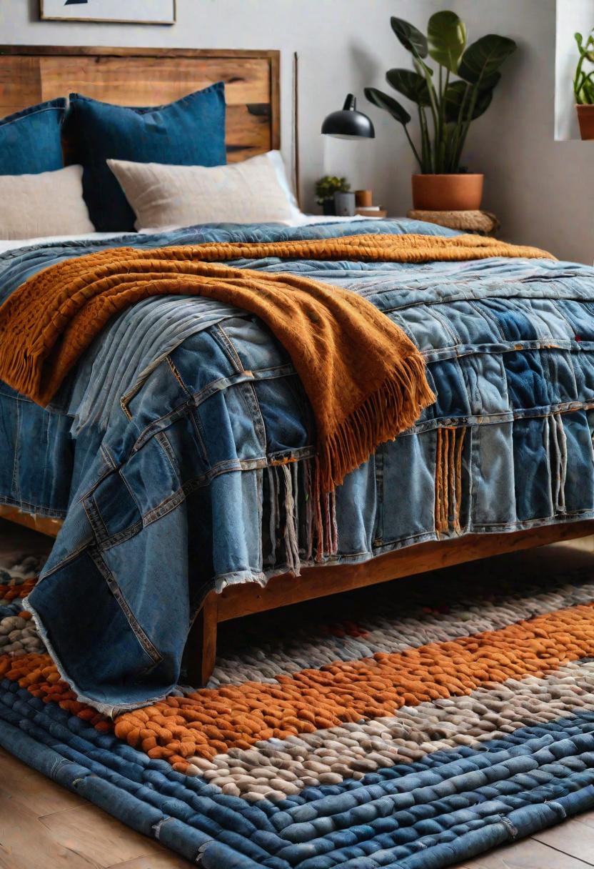 36 Earthy Bedroom Ideas for a Serene Space 62 34. Denim Rug Upcycling Ideas-1