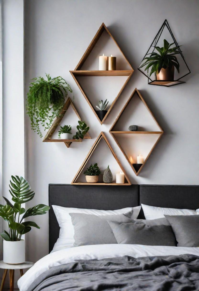 61 Inspiring Bedroom Wall Decor Ideas: Transform Your Space into a Dreamy Retreat 40 38. Diamond Display Shelves-0
