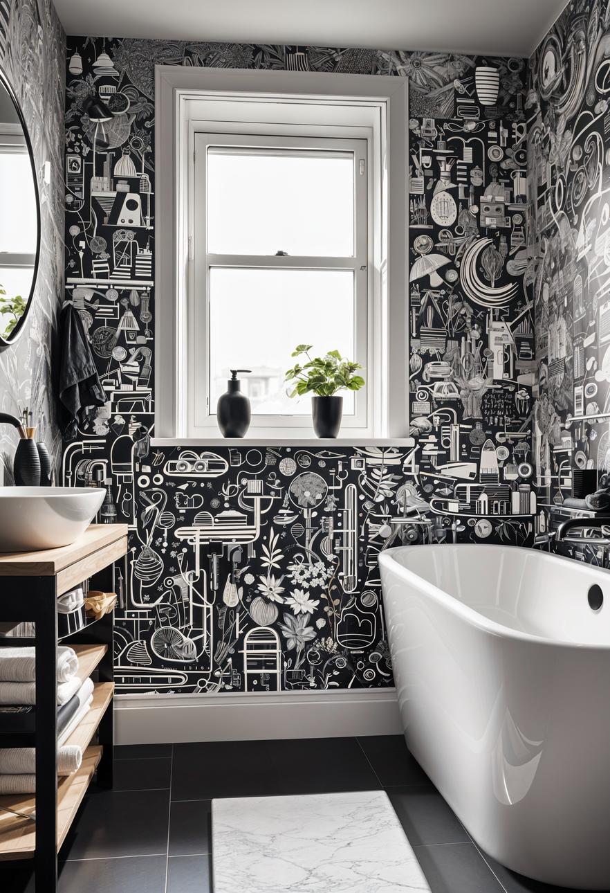 19 breathtaking black and white bathroom designs that inspire 27 19. Doodle Art Wall Inspiration-3