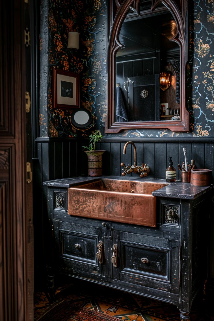 15 beautiful bathroom designs to improve your room 30 12. Dramatic Gothic revival Vanity Design-1