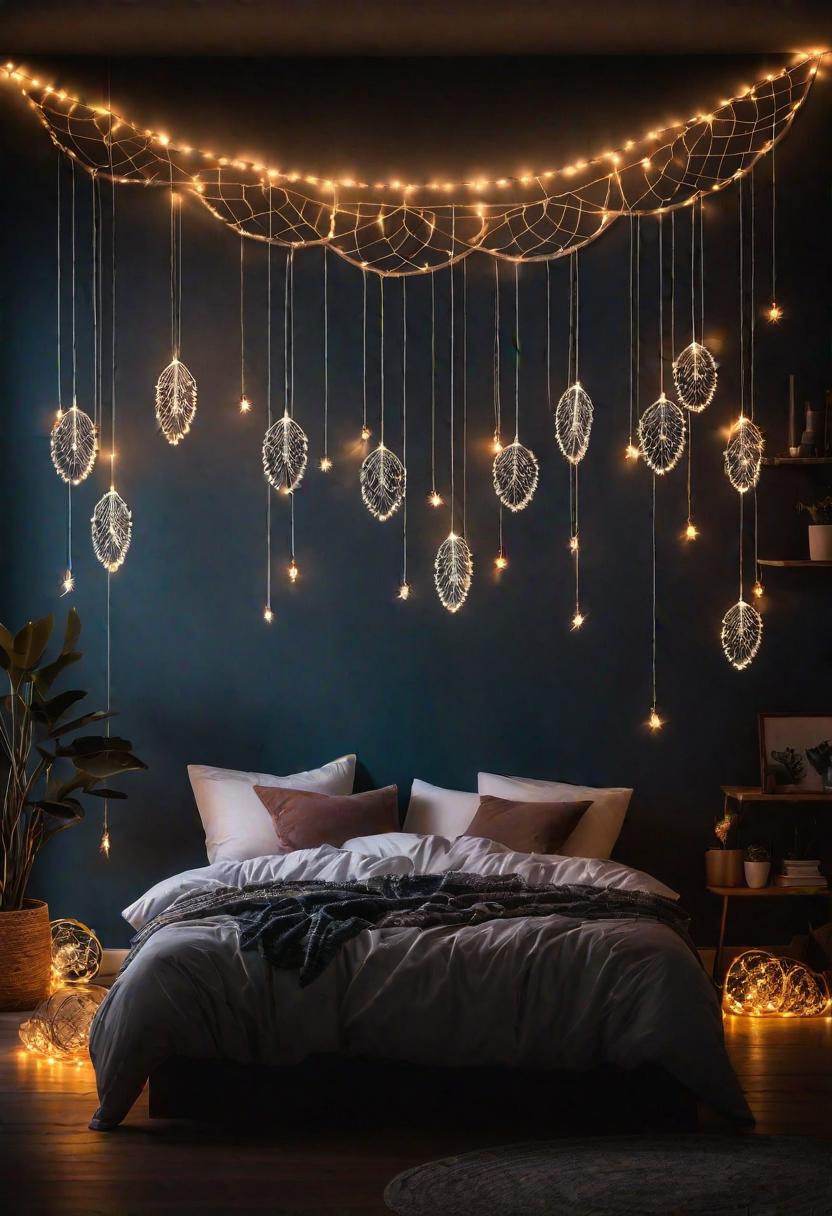 Glow Up Your Bedroom: 33 Chic and Cozy LED Aesthetic Ideas 16 14. Dream Catcher LED Decor-0