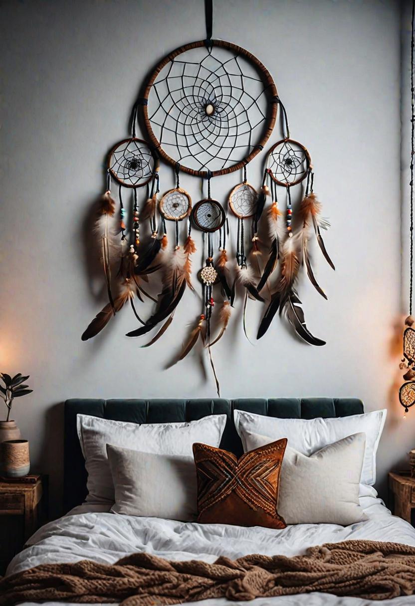 61 Inspiring Bedroom Wall Decor Ideas: Transform Your Space into a Dreamy Retreat 14 12. Dream Catcher Wall Decor-0