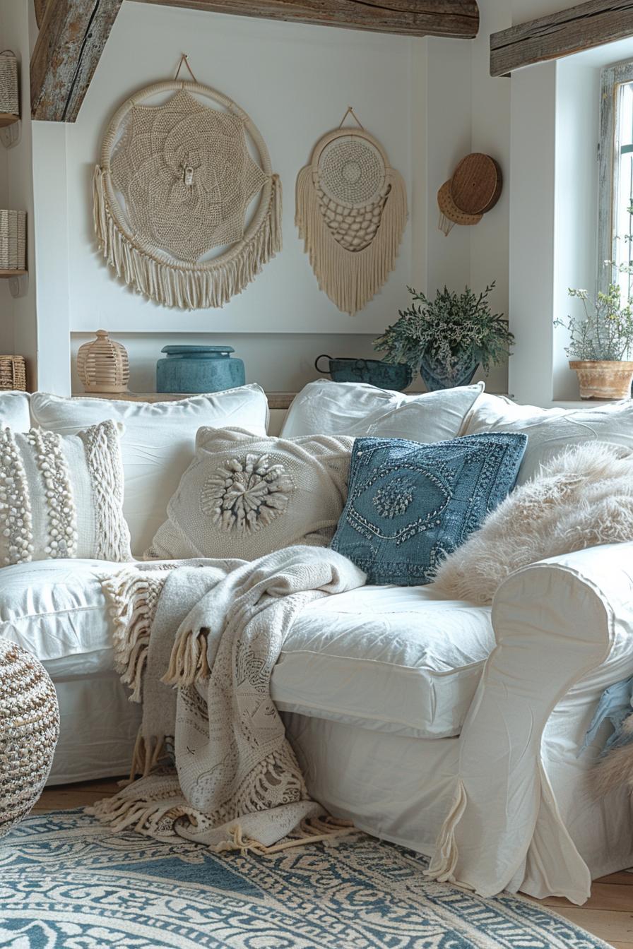 15 breathtaking Boho Coastal living room ideas for a beach house 44 15. Dreamcatcher Delights: Boho Coastal Edition-2