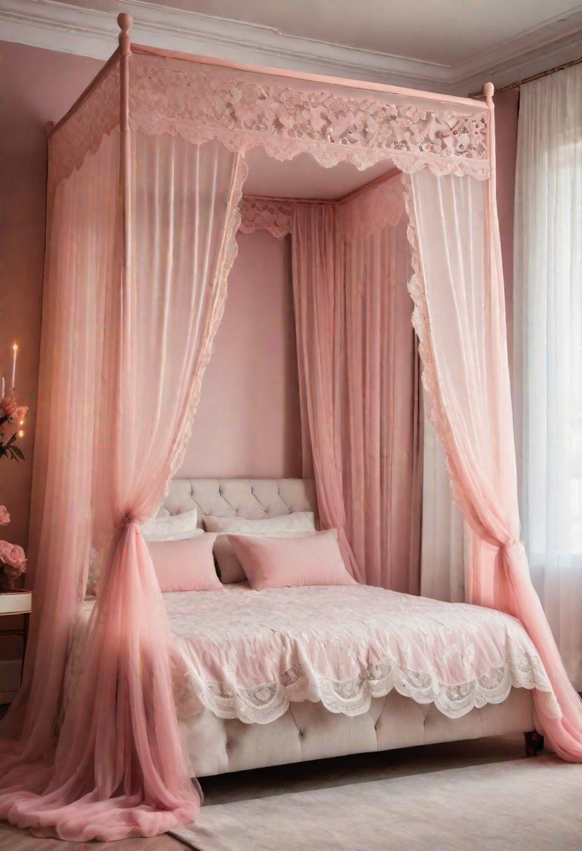 63 Luxurious Pink Bedrooms to Warm Up Your Space 33 31. Dreamy Bed Canopy Inspiration-0