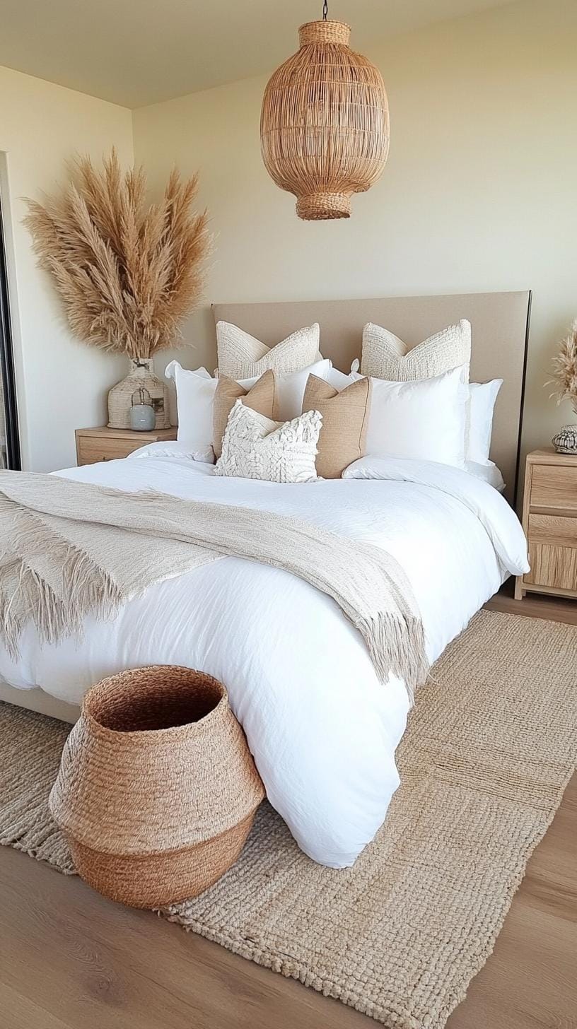 23 modern boho bedroom ideas that you love immediately 27 8. Dried pampas grass in large soil vase-2