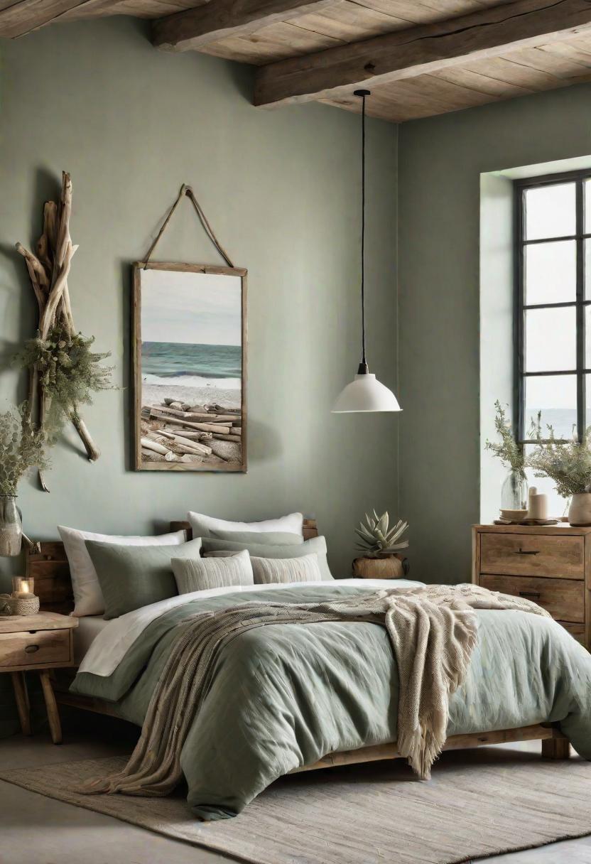 39 Sage Green Farmhouse Bedroom Ideas: Trendy Rustic Chic 14 6. Driftwood Decor in Sage Bedroom-0