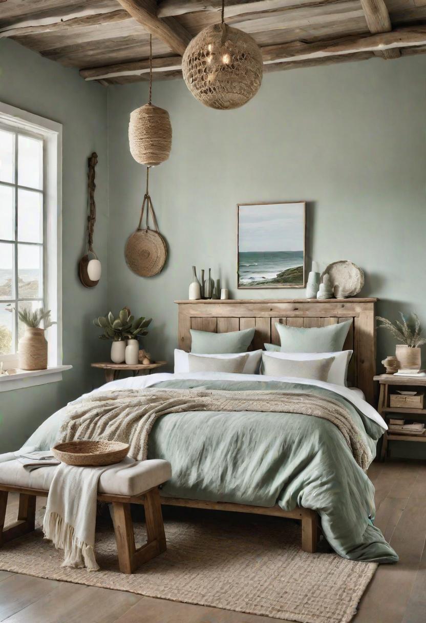 39 Sage Green Farmhouse Bedroom Ideas: Trendy Rustic Chic 15 6. Driftwood Decor in Sage Bedroom-1