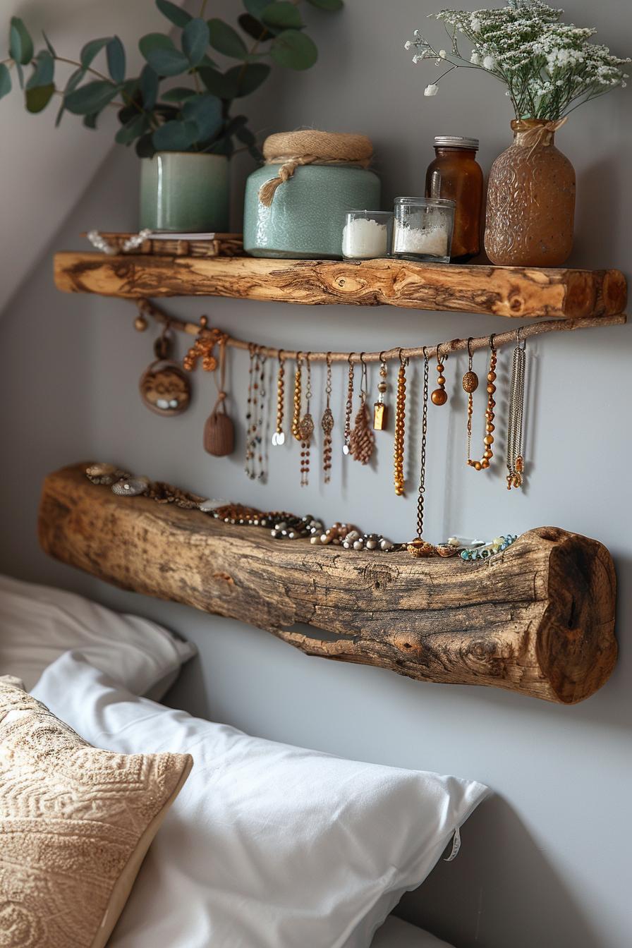 18 Genius Home Bedroom Smoothing Ideas On a Budget 32 13. Driftwood Jewelry Organizer DIY-1