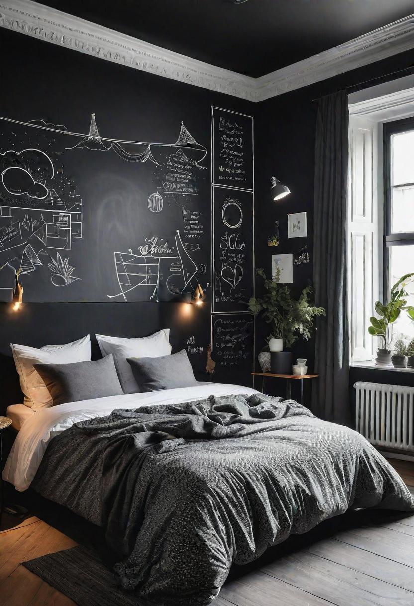 35 Stunning Bedroom Accent Walls for a Cozy Makeover 12 6. Dynamic Blackboard Bedroom Accent Wall-0