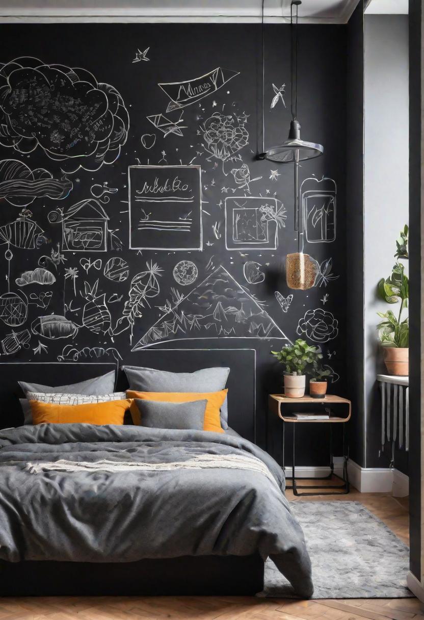 35 Stunning Bedroom Accent Walls for a Cozy Makeover 13 6. Dynamic Blackboard Bedroom Accent Wall-1