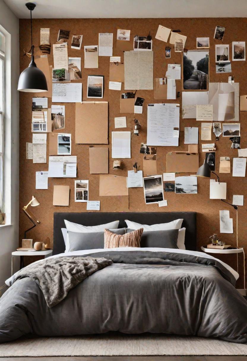 35 Stunning Bedroom Accent Walls for a Cozy Makeover 36 17. Dynamic Corkboard Accent Wall-0