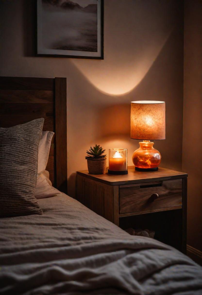 36 Earthy Bedroom Ideas for a Serene Space 42 23. Earthy Bedroom Lighting: Salt Lamp-1