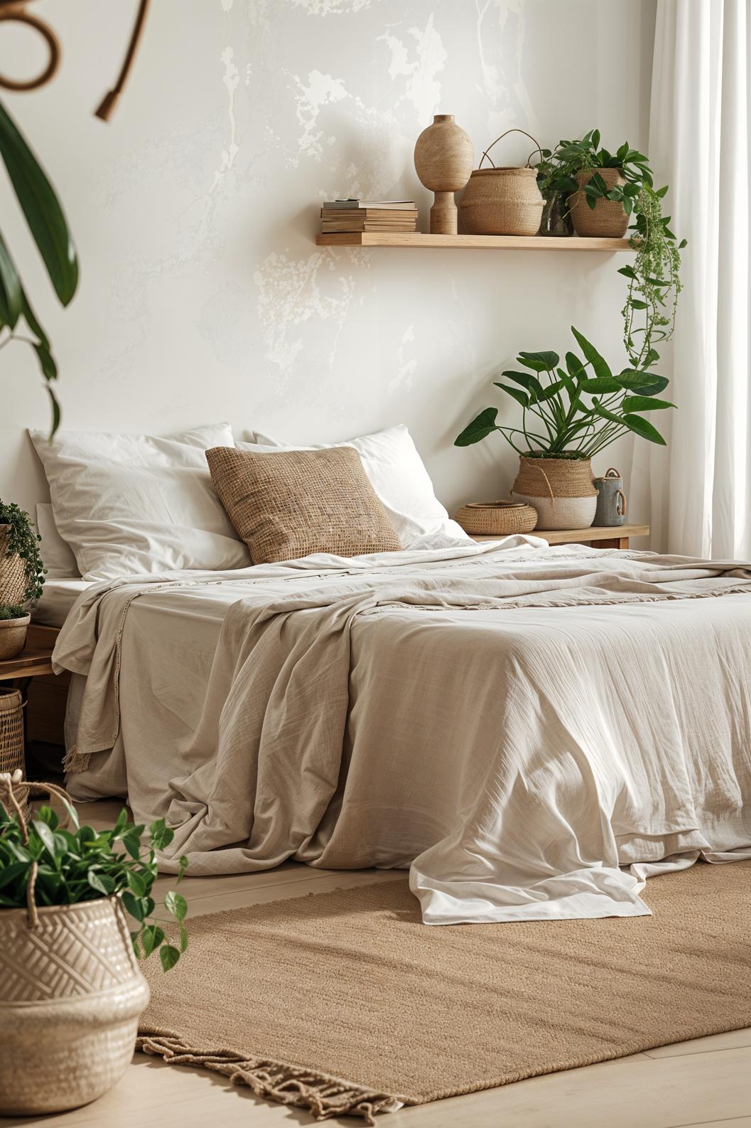 29 wunderschöne neutrale Boho -Schlafzimmer: verträumte und entspannende Räume 3 1. erdiger minimalistischer Boho Schlafzimmer-0