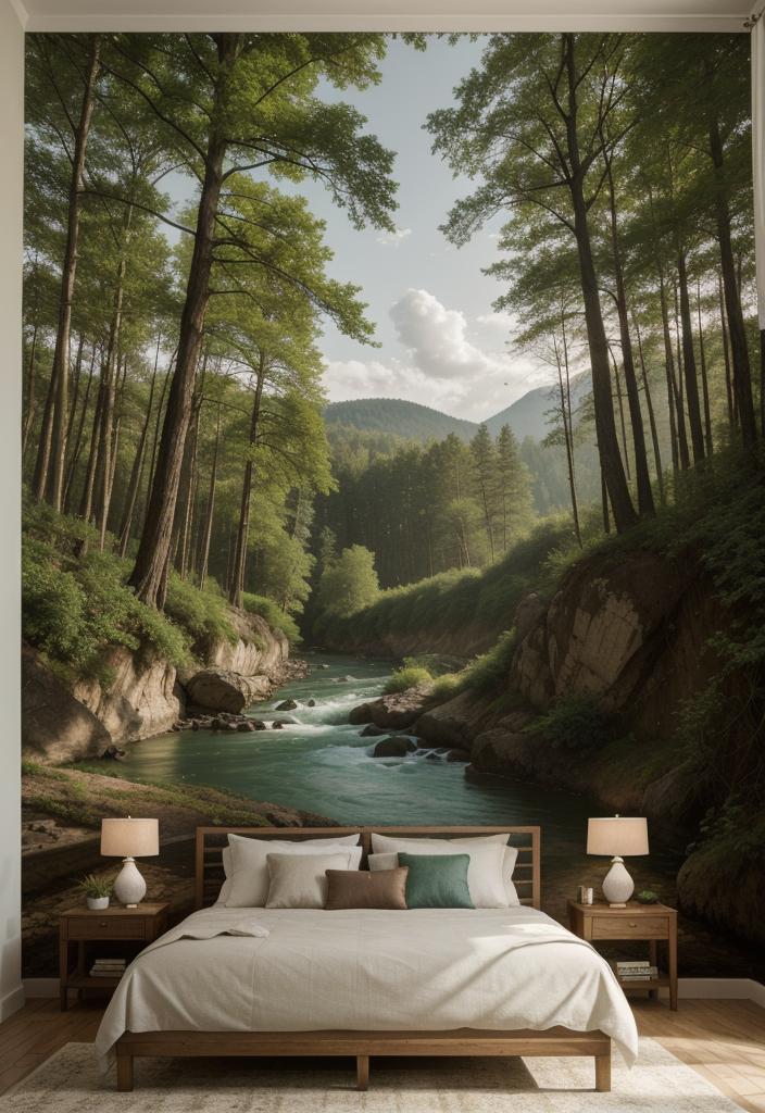 36 Earthy Bedroom Ideas for a Serene Space 33 17. Earthy Mural Accent Walls-0