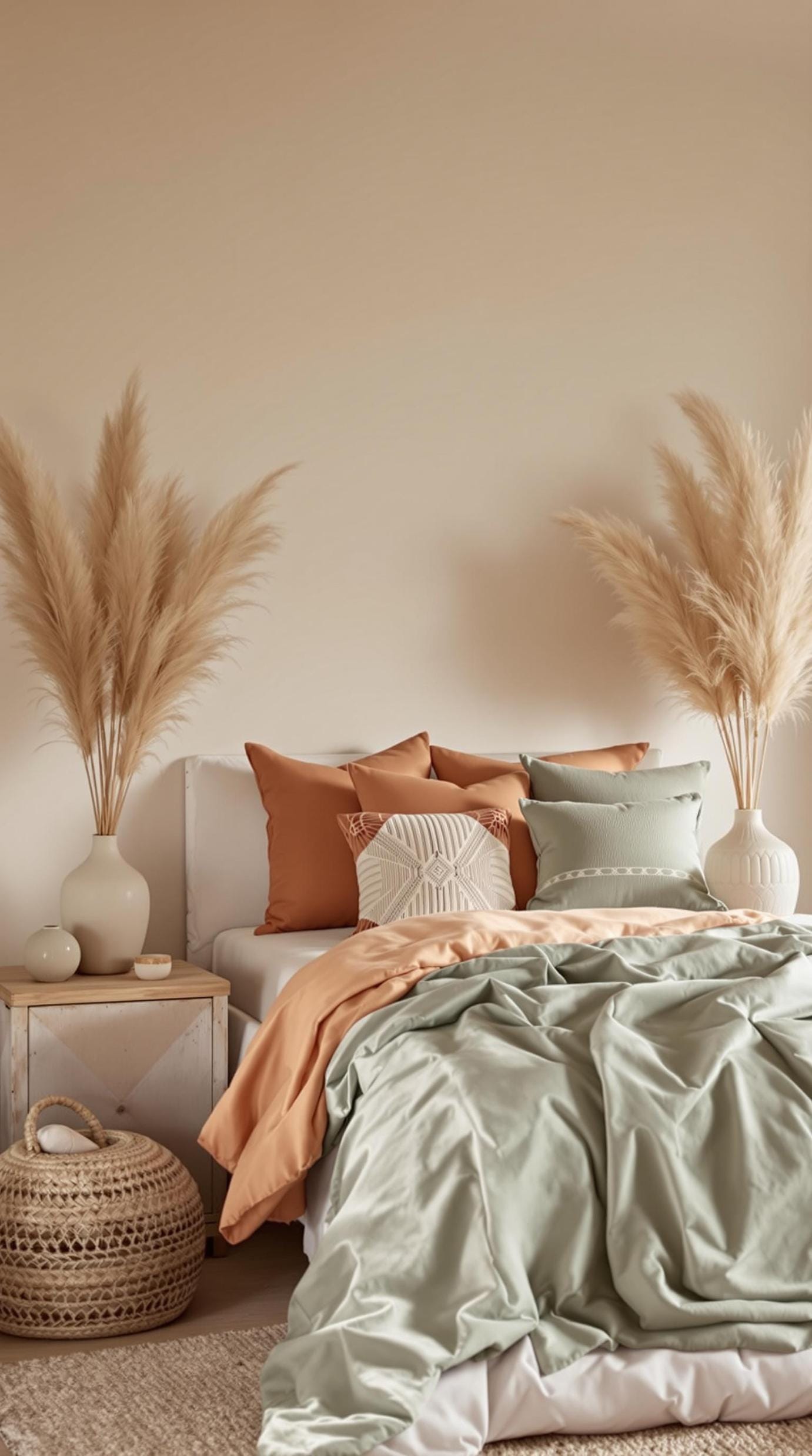 20 beautiful Boho bedroom for teenagers: ideas for 2025 6 2. Earthy neutral palette: Use soft beige, terracotta and sage green for a calming atmosphere, supplemented with dried pampas grass in vase-0