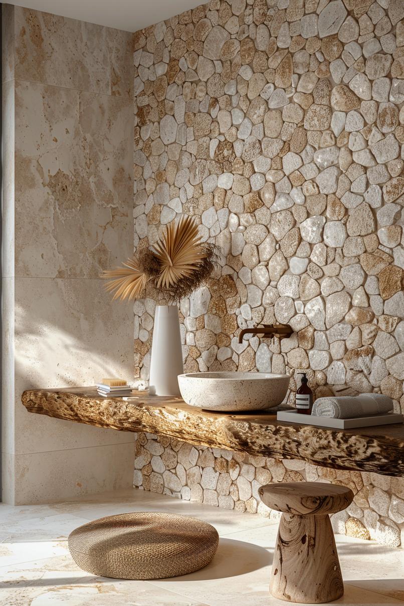 19 trendy bathroom tiles ideas, the WoW 26 15. Earthy pebble tile inspiration-0