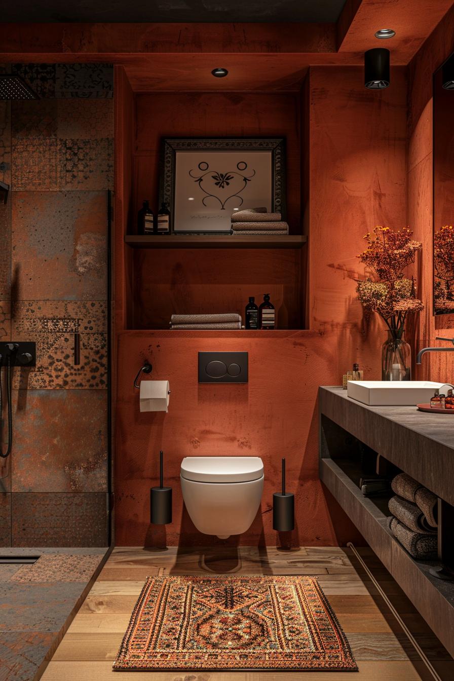 15 trendy bathroom colors for a breathtaking makeover 40 14. Earthy terracotta vibes: transform your bathroom-2