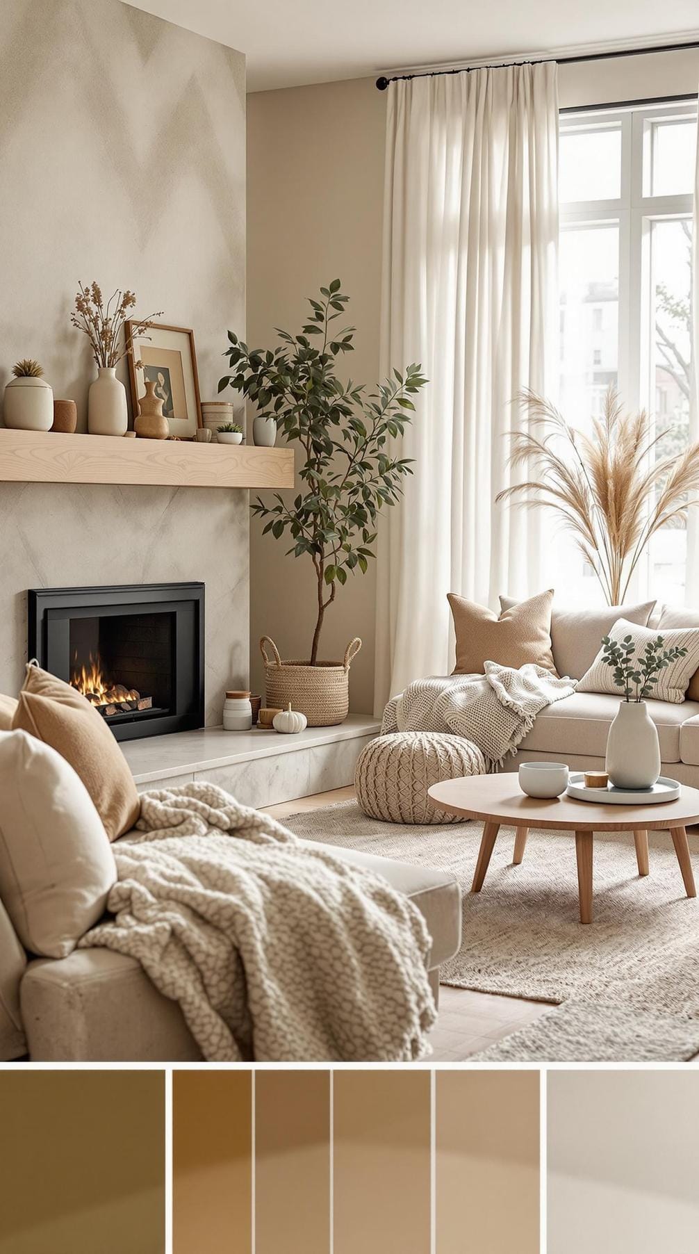 21 Cozy organic modern living room ideas for copying 16 5. Earthy color palette with beige, taupe and olive green tones-0