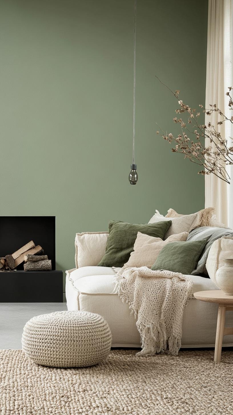 21 Cozy organic modern living room ideas for copying 18 5. Earthy color palette with beige, taupe and olive green tones-2