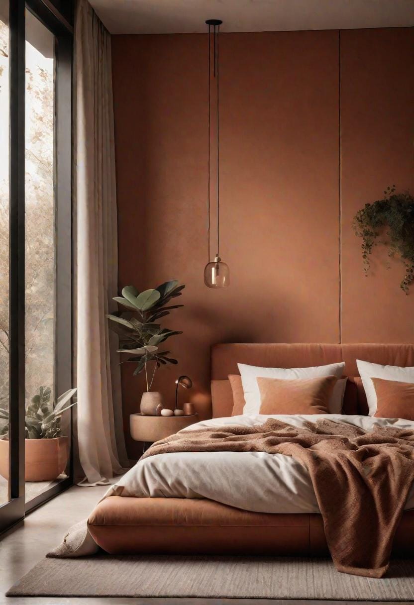 21 modern bedroom ideas for your 2025 makeover 61 18. Earth Modern center around terracotta colors and organic decorative pieces-2